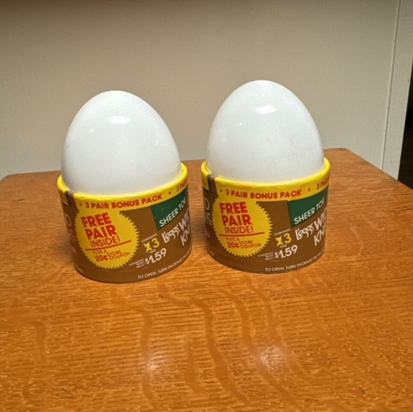 Lot of 2 Vintage L'eggs Leggs Sheer Toe Wide Band Knee Highs Suntan Color One Sz - Picture 8 of 8